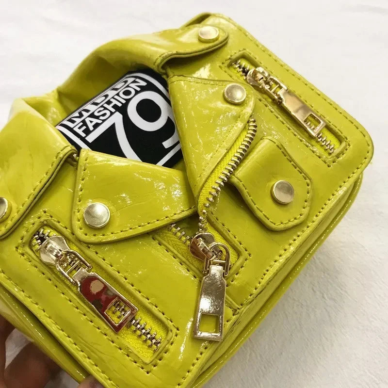 PU Leather Motorcycle Shoulder Bag, Messenger Handbag, Luxury Sac, Designer Bags, Jacket Shape, Marca Famosa, Moda Europeia