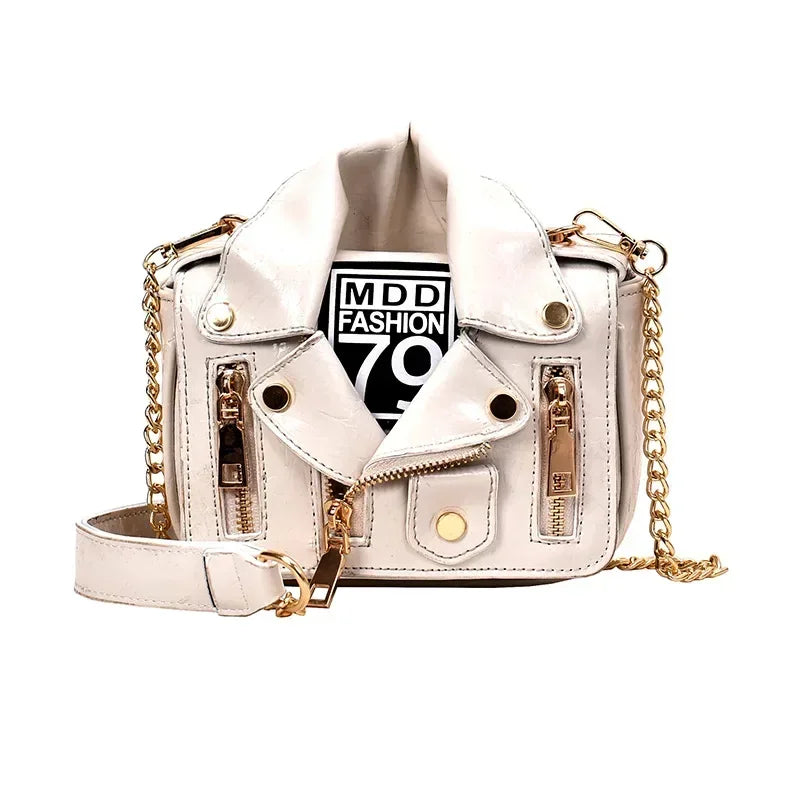 PU Leather Motorcycle Shoulder Bag, Messenger Handbag, Luxury Sac, Designer Bags, Jacket Shape, Marca Famosa, Moda Europeia
