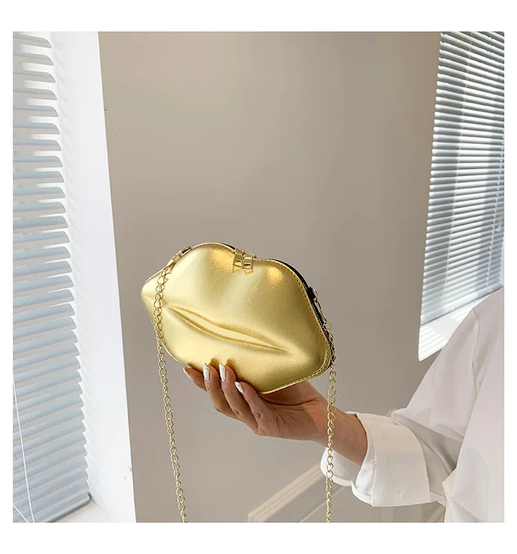 Bolsa de corrente em forma de boca legal para mulheres, design a laser, bolsa de ombro, bolsa crossbody, nova, moda, 2023