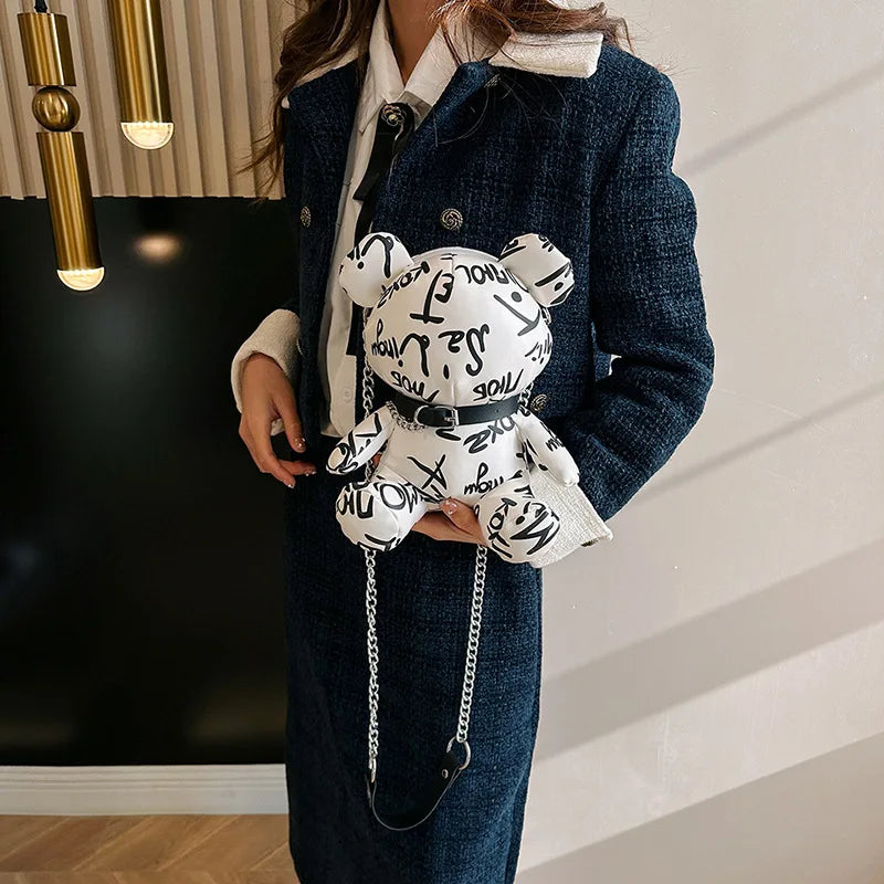 2023 mulheres kawaii 3d dos desenhos animados urso bolsas e bolsas para moda feminina designer corrente sacos de ombro meninas casual crossbody saco