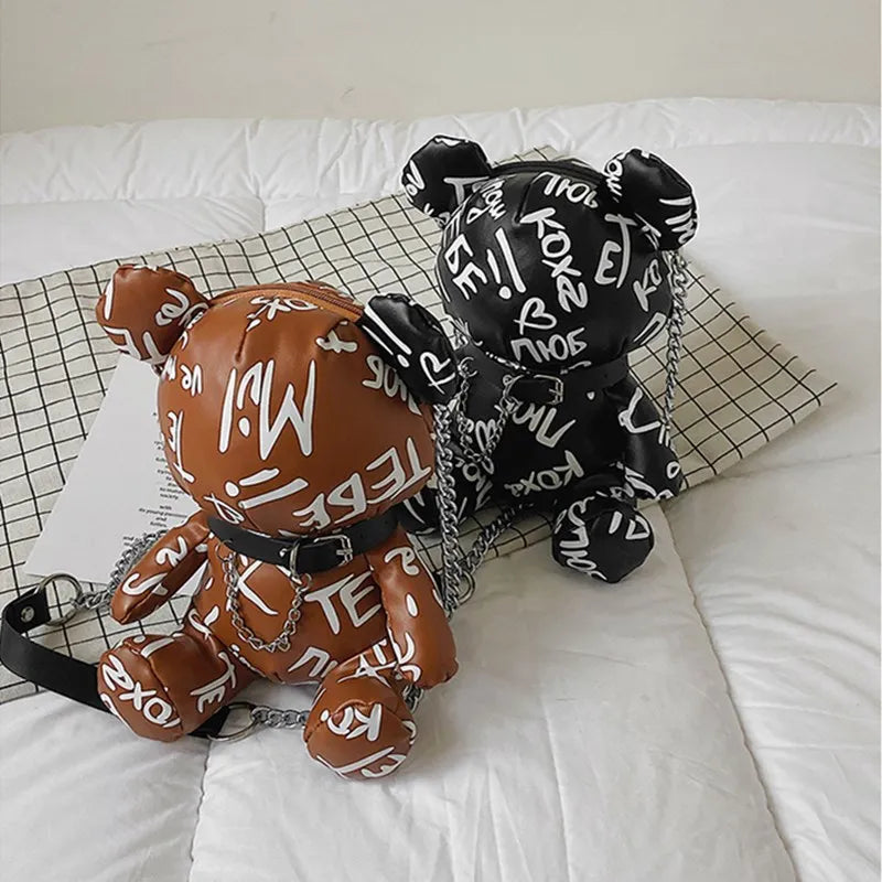 2023 mulheres kawaii 3d dos desenhos animados urso bolsas e bolsas para moda feminina designer corrente sacos de ombro meninas casual crossbody saco