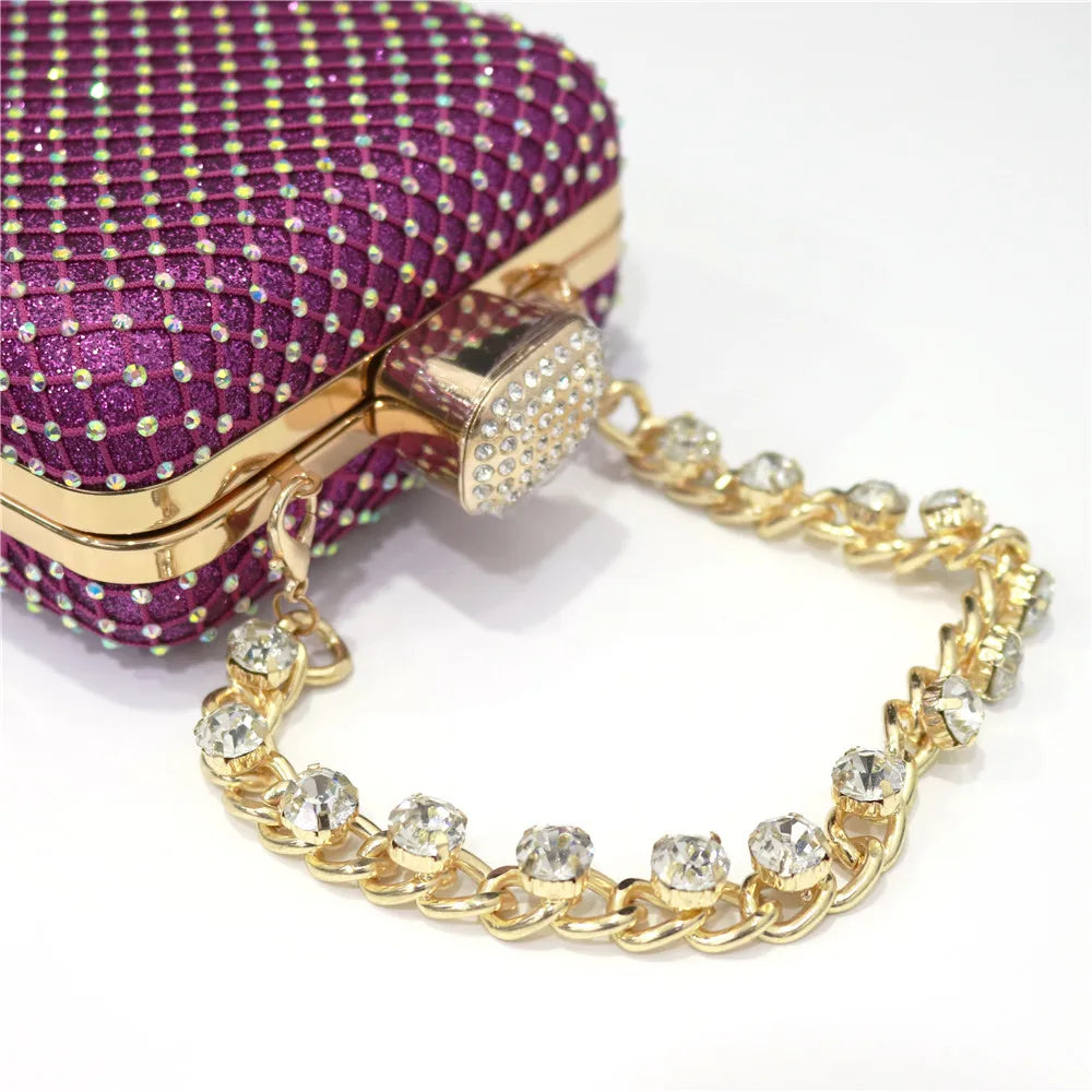 Estilo oco Mulheres Dia Clutch Festa Casamento Ombro Cadeia Sacos De Noite Bolsas De Diamantes Bolsa 2023 Novo