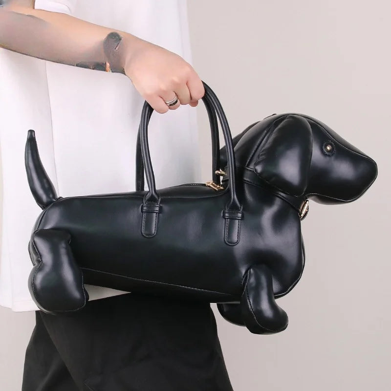 Moda feminina design criativo bonito dachshund bolsa pu couro macio bolsa mensageiro de ombro
