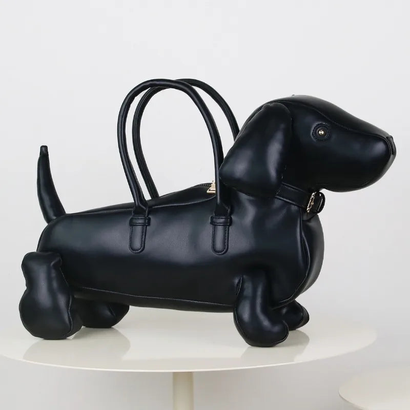 Moda feminina design criativo bonito dachshund bolsa pu couro macio bolsa mensageiro de ombro