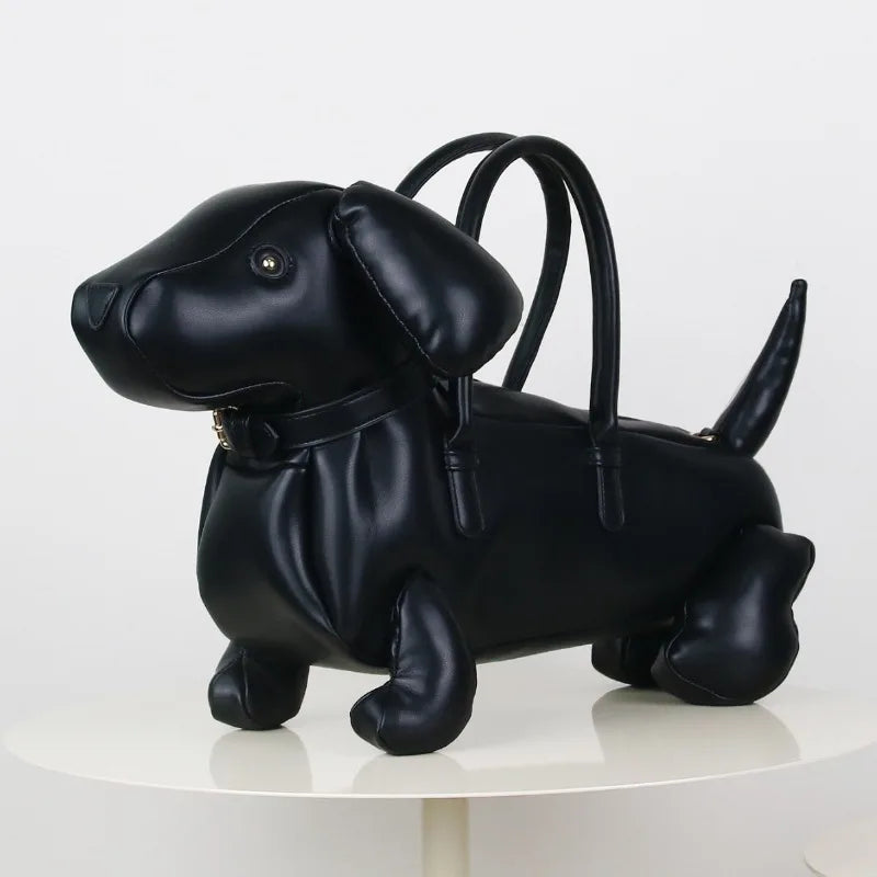 Moda feminina design criativo bonito dachshund bolsa pu couro macio bolsa mensageiro de ombro