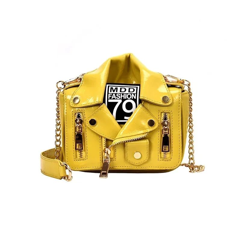 PU Leather Motorcycle Shoulder Bag, Messenger Handbag, Luxury Sac, Designer Bags, Jacket Shape, Marca Famosa, Moda Europeia