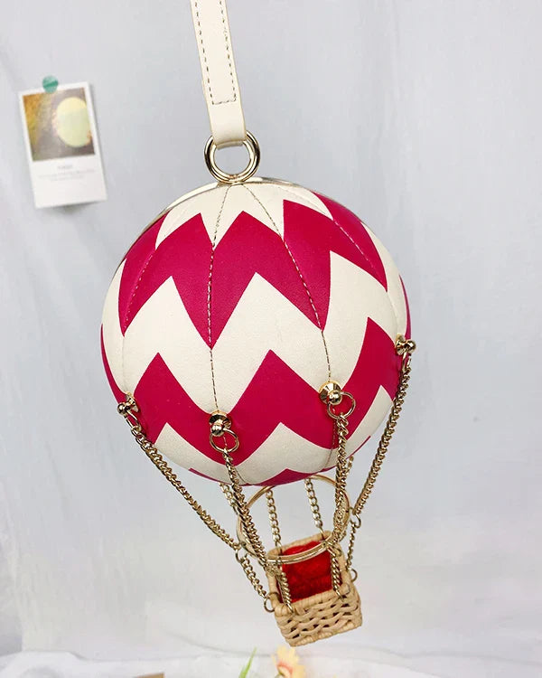Bolsa de mão em forma de balão para mulheres, bolsa vermelha de couro pu, luxuosa, estilosa, de ombro, corrente