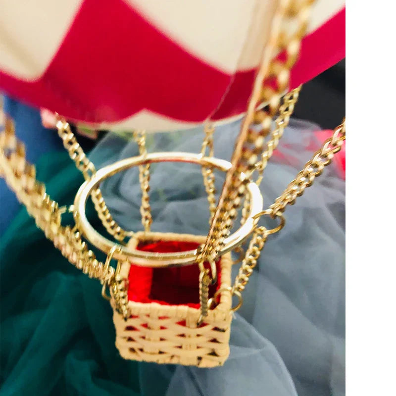 Bolsa de mão em forma de balão para mulheres, bolsa vermelha de couro pu, luxuosa, estilosa, de ombro, corrente