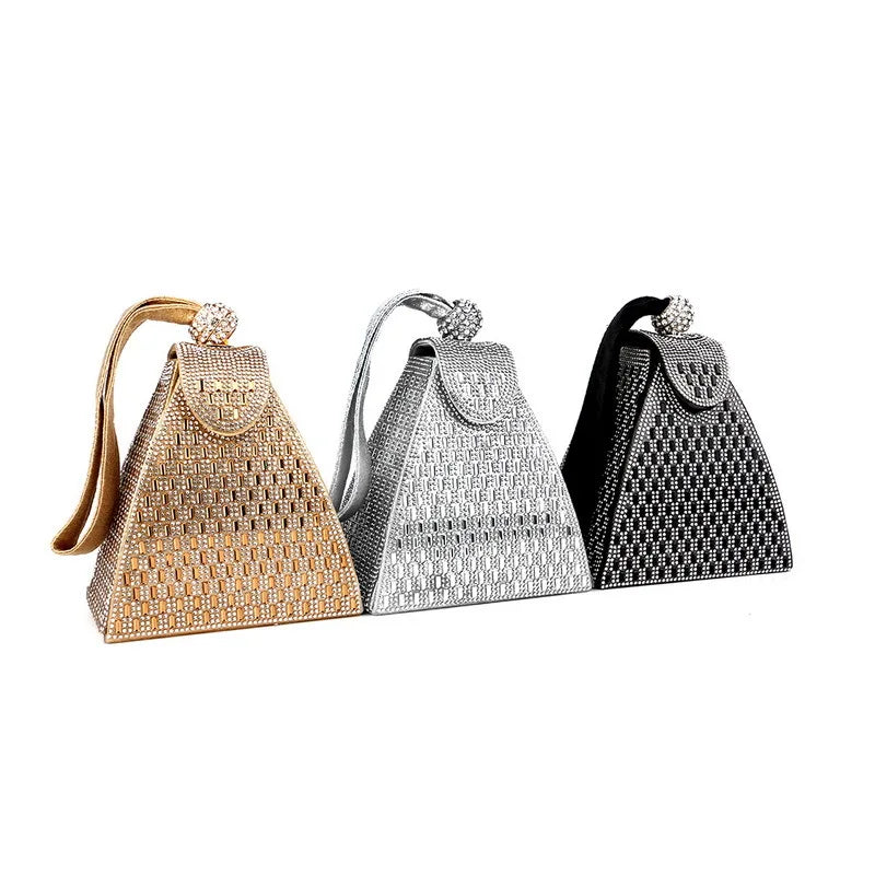Strass sacos de noite de luxo para as mulheres novo em alta qualidade forma pirâmide moda chique ponto festa bolsa embreagem frete grátis