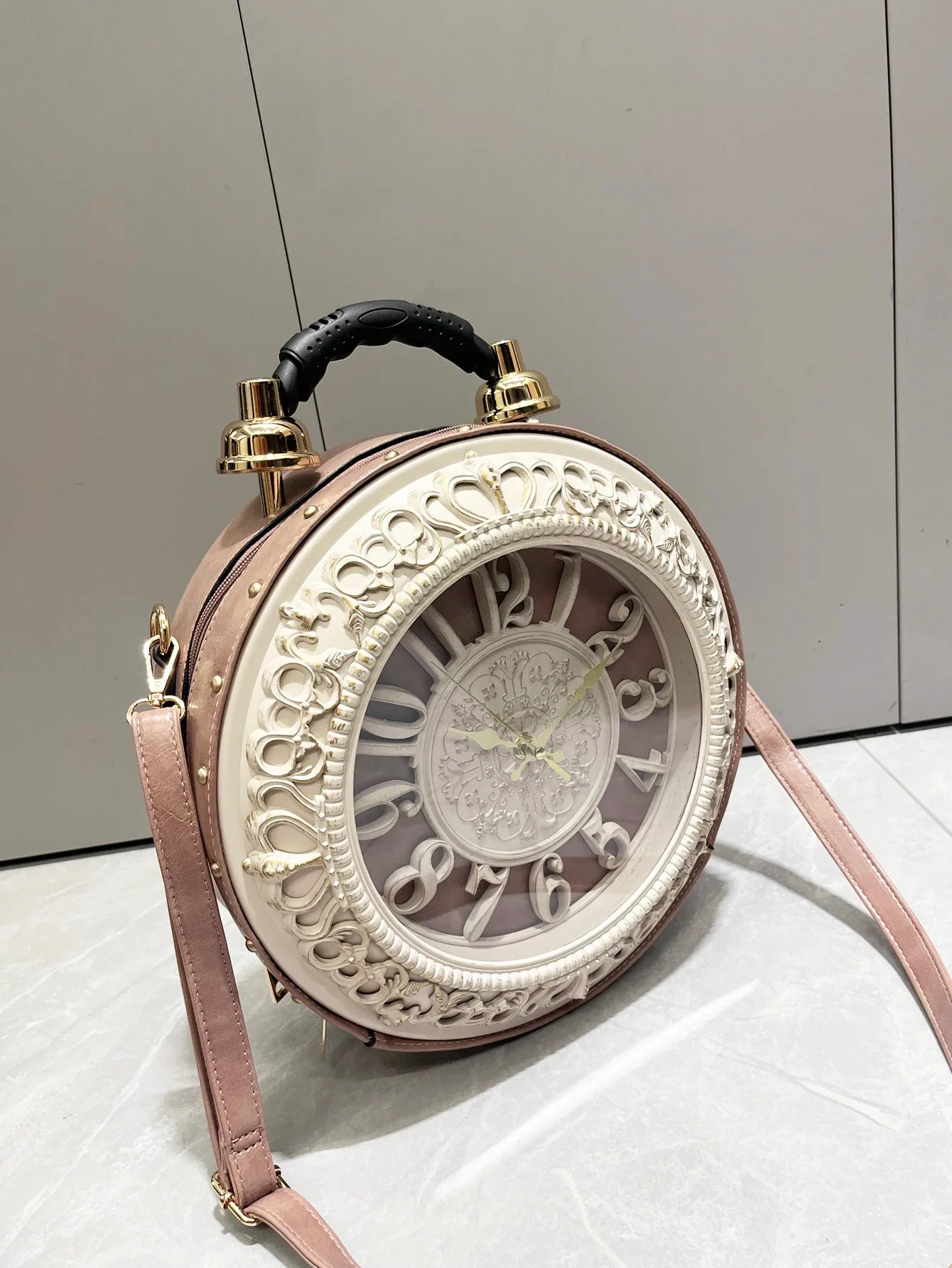 Bolsas e bolsas de designer de luxo bolsas de ombro engraçado em forma de relógio saco engraçado feminino redondo saco de couro do plutônio da mulher