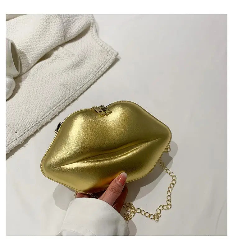 Bolsa de corrente em forma de boca legal para mulheres, design a laser, bolsa de ombro, bolsa crossbody, nova, moda, 2023