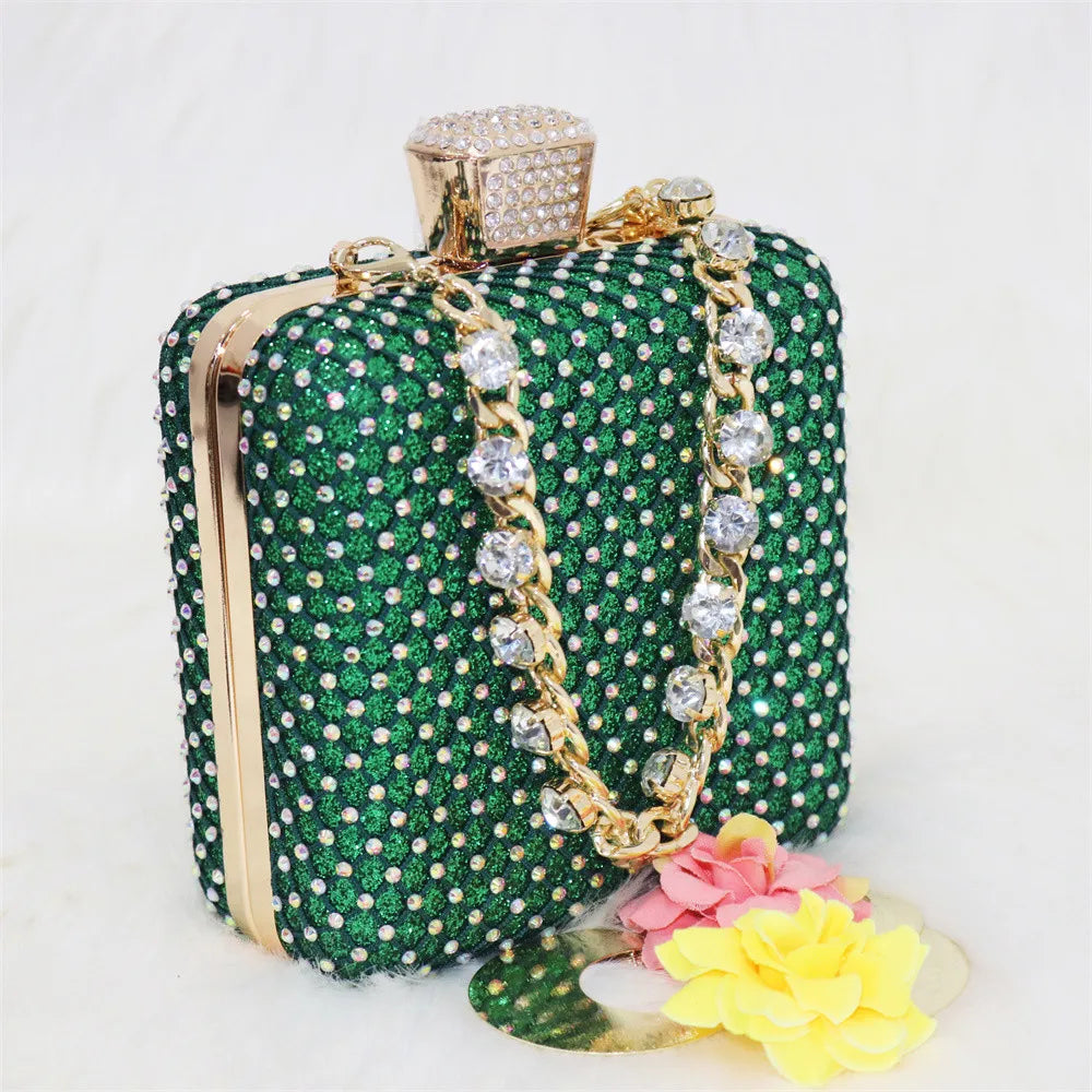 Estilo oco Mulheres Dia Clutch Festa Casamento Ombro Cadeia Sacos De Noite Bolsas De Diamantes Bolsa 2023 Novo