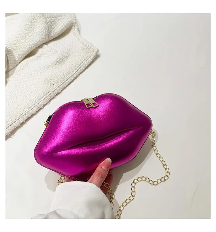 Bolsa de corrente em forma de boca legal para mulheres, design a laser, bolsa de ombro, bolsa crossbody, nova, moda, 2023