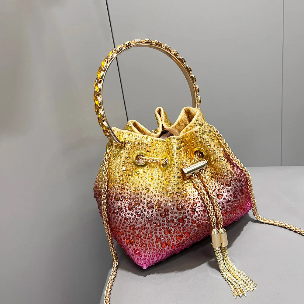 Alça strass bolsa de embreagem noite bolsas e bolsa designer luxo bolsa ombro cristal brilhante bolsa embreagem balde