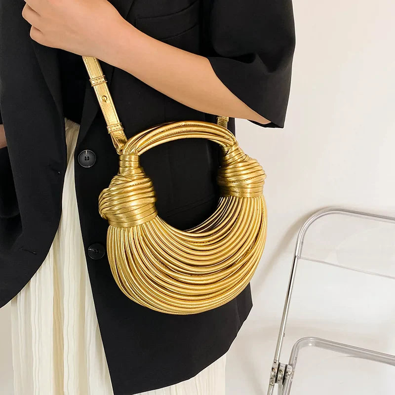 clutch festa feminina luxo bolsa feminina bolsa de festa MOODS Bolsas De Noite De Luxo Para As Mulheres Golden Noodle Knot Design Jantar Partido Clutch Bag 2023 Designer De Luxo Bolsas E Bolsas