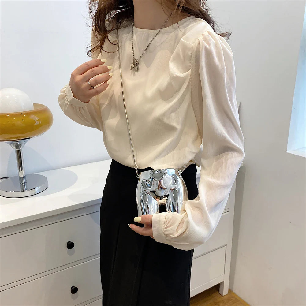 bolsa dourada bolsa feminina clutch festa feminina luxo bolsa de festa MOODS Niche Design Evening Clutch Purse Luxo Para As Mulheres Golden Acrylic Dinner Party Funny Bag Designer Cadeia Cross Body Pouch