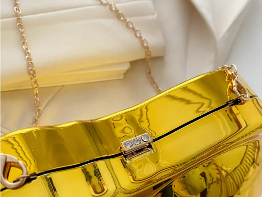 Bolsa acrílica engraçada para mulheres bolsa de jantar dourada prateada bolsa de ombro pequena feminina