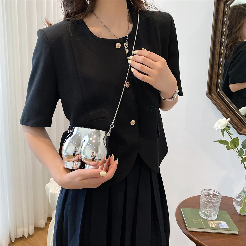 bolsa dourada bolsa feminina clutch festa feminina luxo bolsa de festa MOODS Niche Design Evening Clutch Purse Luxo Para As Mulheres Golden Acrylic Dinner Party Funny Bag Designer Cadeia Cross Body Pouch