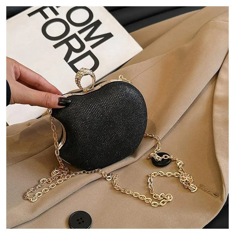 Mini bolsa de mão em forma de maçã para festa, bolsa de noite 2024, nova venda quente, bolsa crossbody para mulheres, bolsa de corrente fofa para mulheres
