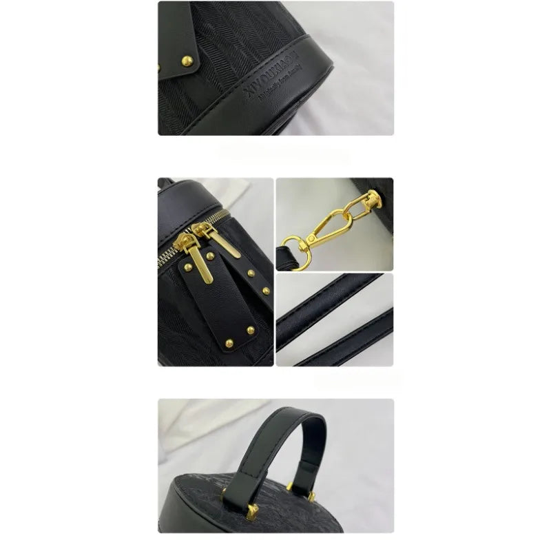 1 pçs elegante design de cilindro sacola & crossbody balde saco de couro do plutônio casual bolsa de ombro versátil para leve durável