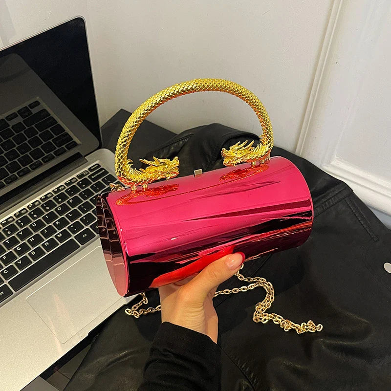 Designer acrílico saco de embreagem ouro prata feminino festa à noite saco metal brilhante ombro crossbody sacos luxo pequena bolsa
