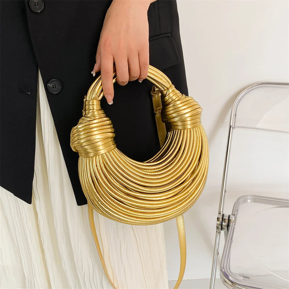 clutch festa feminina luxo bolsa feminina bolsa de festa MOODS Bolsas De Noite De Luxo Para As Mulheres Golden Noodle Knot Design Jantar Partido Clutch Bag 2023 Designer De Luxo Bolsas E Bolsas