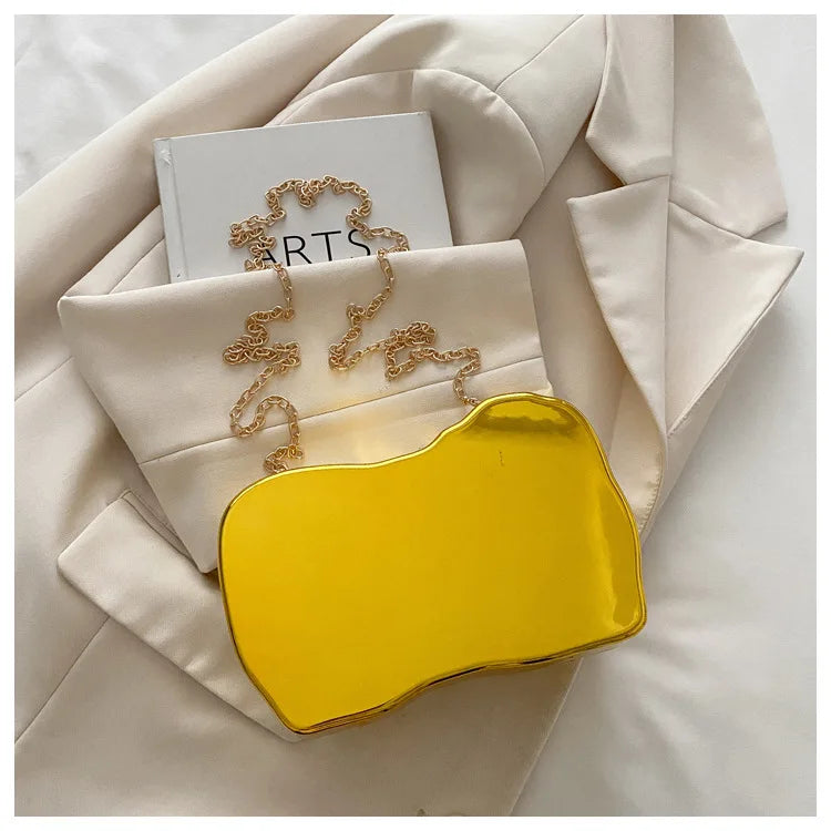 Bolsa acrílica engraçada para mulheres bolsa de jantar dourada prateada bolsa de ombro pequena feminina