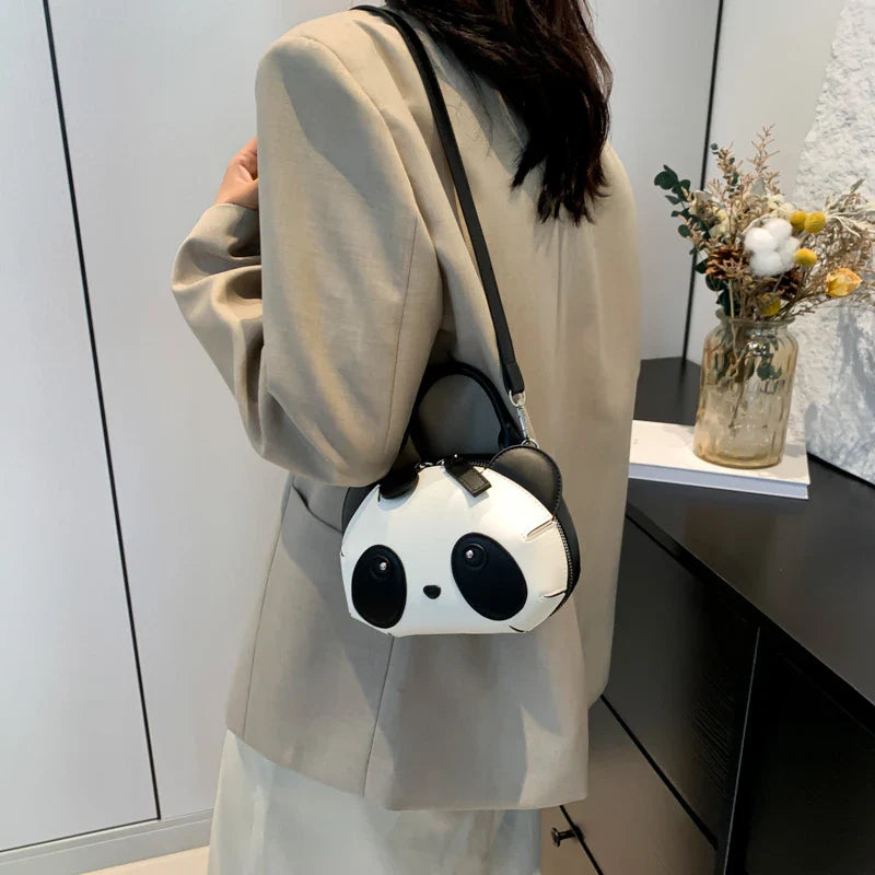 Cute Panda Cartoon Crossbody Bag para meninas, bolsa de ombro portátil, versátil, moda casual, nova, 2024