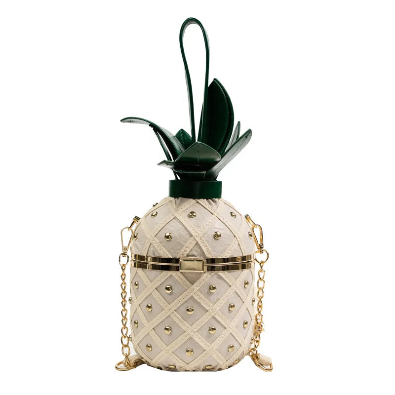 Bolsa de Ombro Bonito Design Abacaxi para Mulheres, Bolsa Crossbody, Bolsa de Corrente de Metal, Moda, Originalidade, Senhoras, 2023