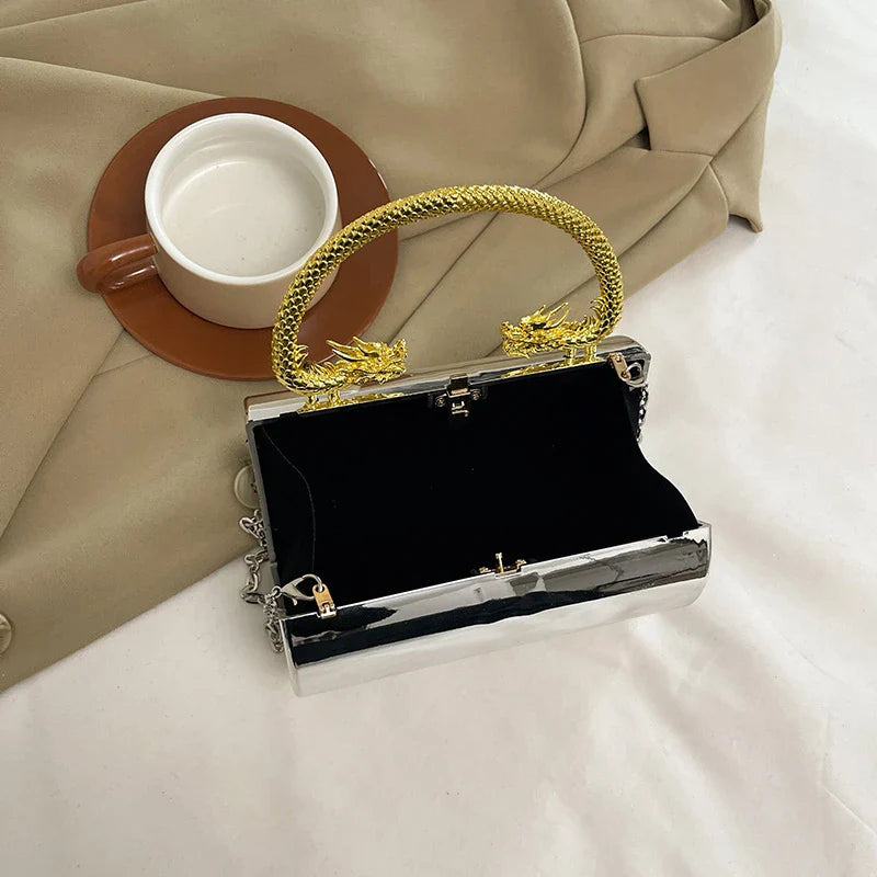 Designer acrílico saco de embreagem ouro prata feminino festa à noite saco metal brilhante ombro crossbody sacos luxo pequena bolsa