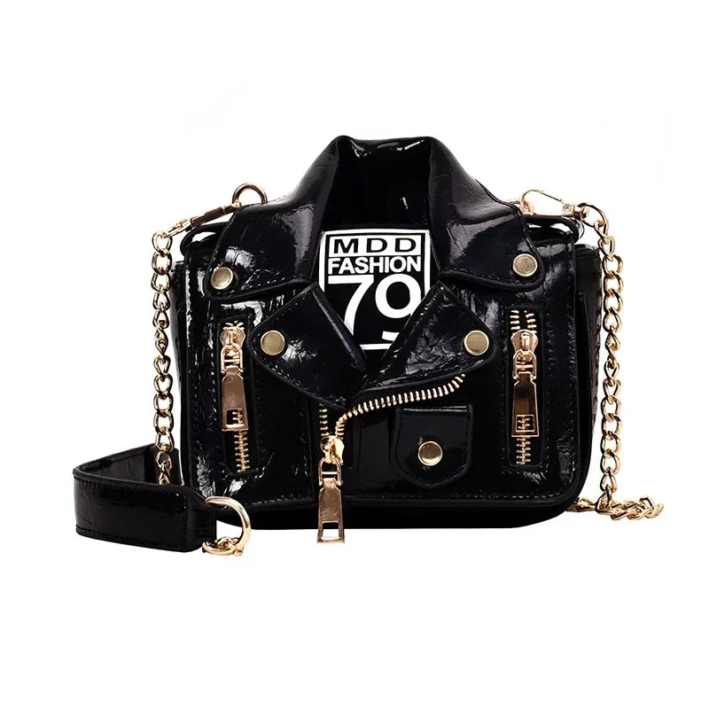 PU Leather Motorcycle Shoulder Bag, Messenger Handbag, Luxury Sac, Designer Bags, Jacket Shape, Marca Famosa, Moda Europeia