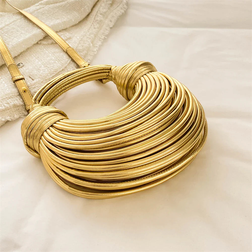 clutch festa feminina luxo bolsa feminina bolsa de festa MOODS Bolsas De Noite De Luxo Para As Mulheres Golden Noodle Knot Design Jantar Partido Clutch Bag 2023 Designer De Luxo Bolsas E Bolsas