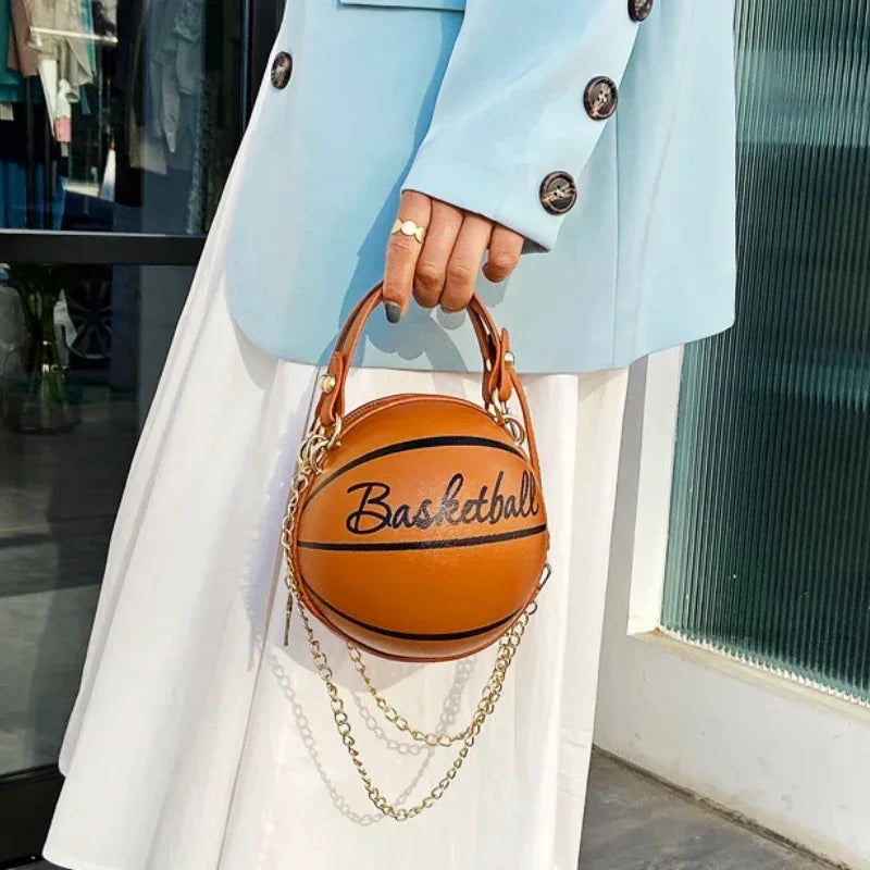 Ins feminino super quente personalizado saco de basquete novo versátil um ombro crossbody saco edição coreana saco redondo