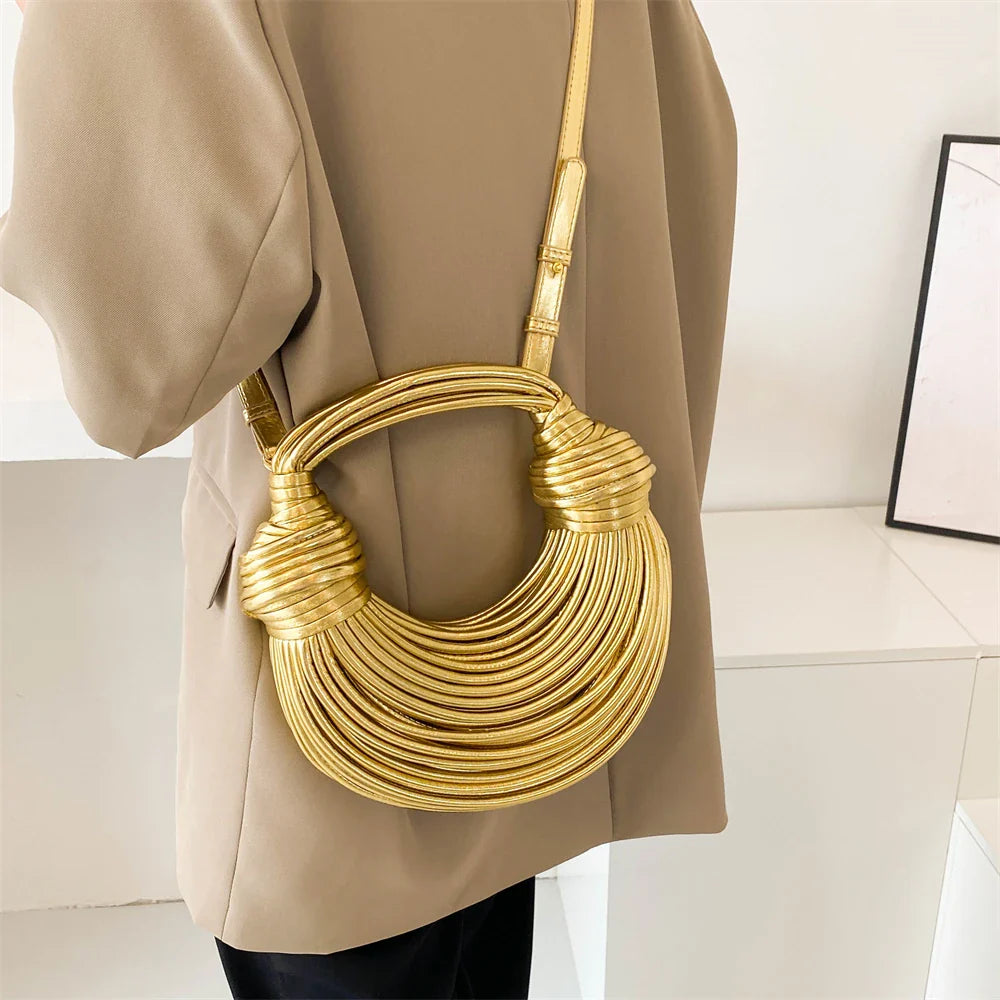 clutch festa feminina luxo bolsa feminina bolsa de festa MOODS Bolsas De Noite De Luxo Para As Mulheres Golden Noodle Knot Design Jantar Partido Clutch Bag 2023 Designer De Luxo Bolsas E Bolsas