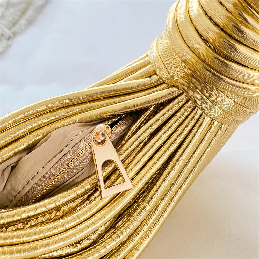 clutch festa feminina luxo bolsa feminina bolsa de festa MOODS Bolsas De Noite De Luxo Para As Mulheres Golden Noodle Knot Design Jantar Partido Clutch Bag 2023 Designer De Luxo Bolsas E Bolsas