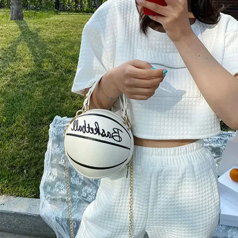 Ins feminino super quente personalizado saco de basquete novo versátil um ombro crossbody saco edição coreana saco redondo