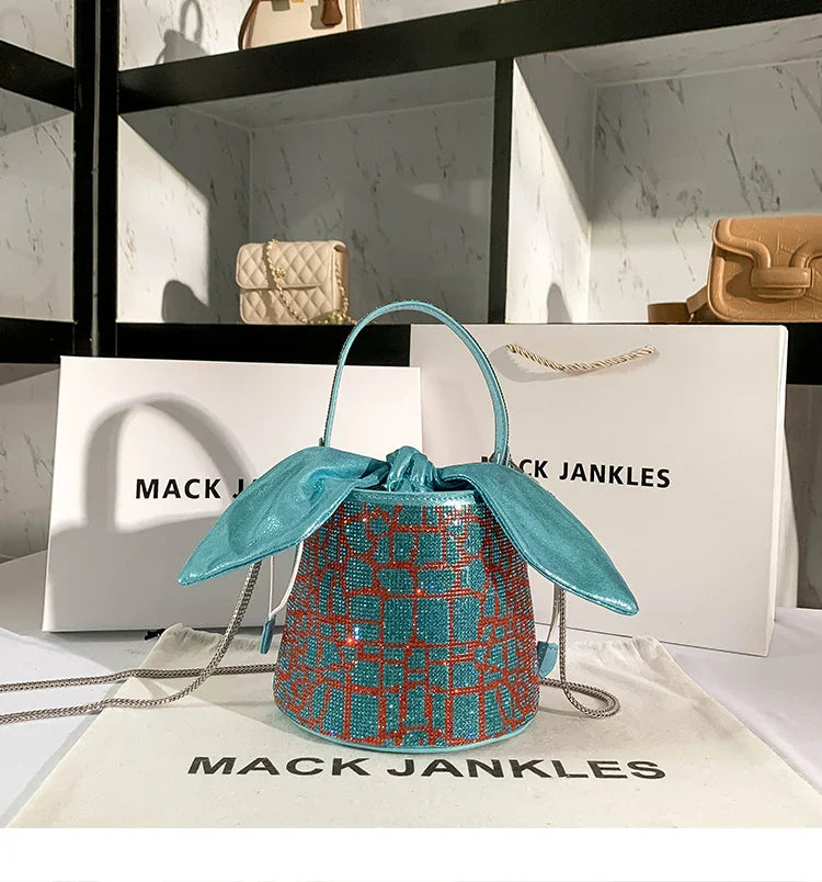 Strass Xadrez feminino Diamante Bolsa de Noite, Festa de Casamento Bolsa de Embreagem, Bolsa Feminina, Ombro Bolsa Mensageiro, Azul, Designer de Luxo
