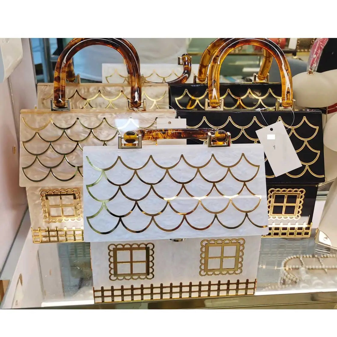 Khnmeet mais novo luxo branco acrílico casa designer bolsas femininas caixa tote sacos moda linda menina personalidade saco