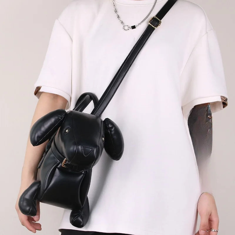 Moda feminina design criativo bonito dachshund bolsa pu couro macio bolsa mensageiro de ombro