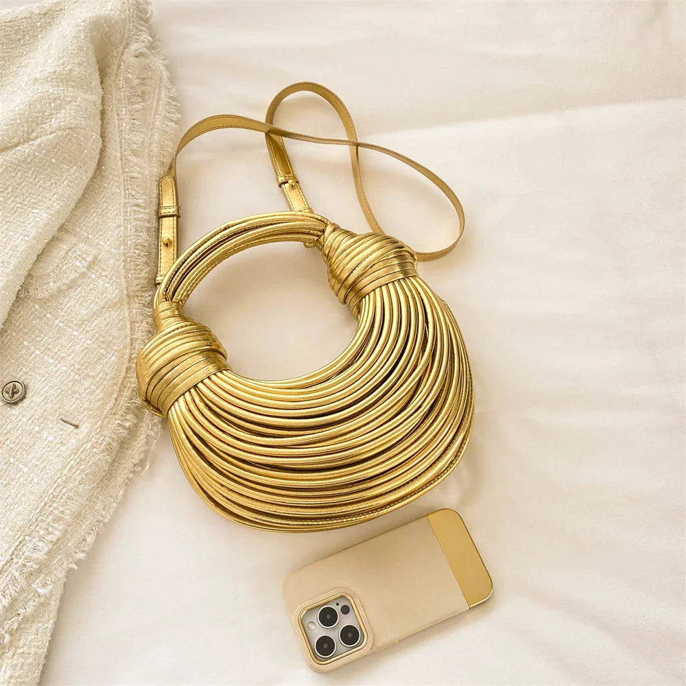 clutch festa feminina luxo bolsa feminina bolsa de festa MOODS Bolsas De Noite De Luxo Para As Mulheres Golden Noodle Knot Design Jantar Partido Clutch Bag 2023 Designer De Luxo Bolsas E Bolsas