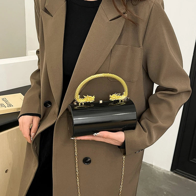 Designer acrílico saco de embreagem ouro prata feminino festa à noite saco metal brilhante ombro crossbody sacos luxo pequena bolsa