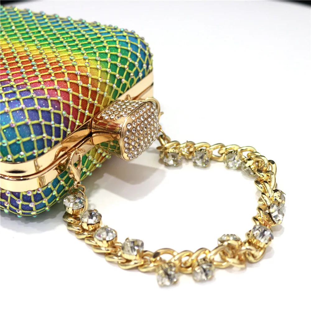 Estilo oco Mulheres Dia Clutch Festa Casamento Ombro Cadeia Sacos De Noite Bolsas De Diamantes Bolsa 2023 Novo