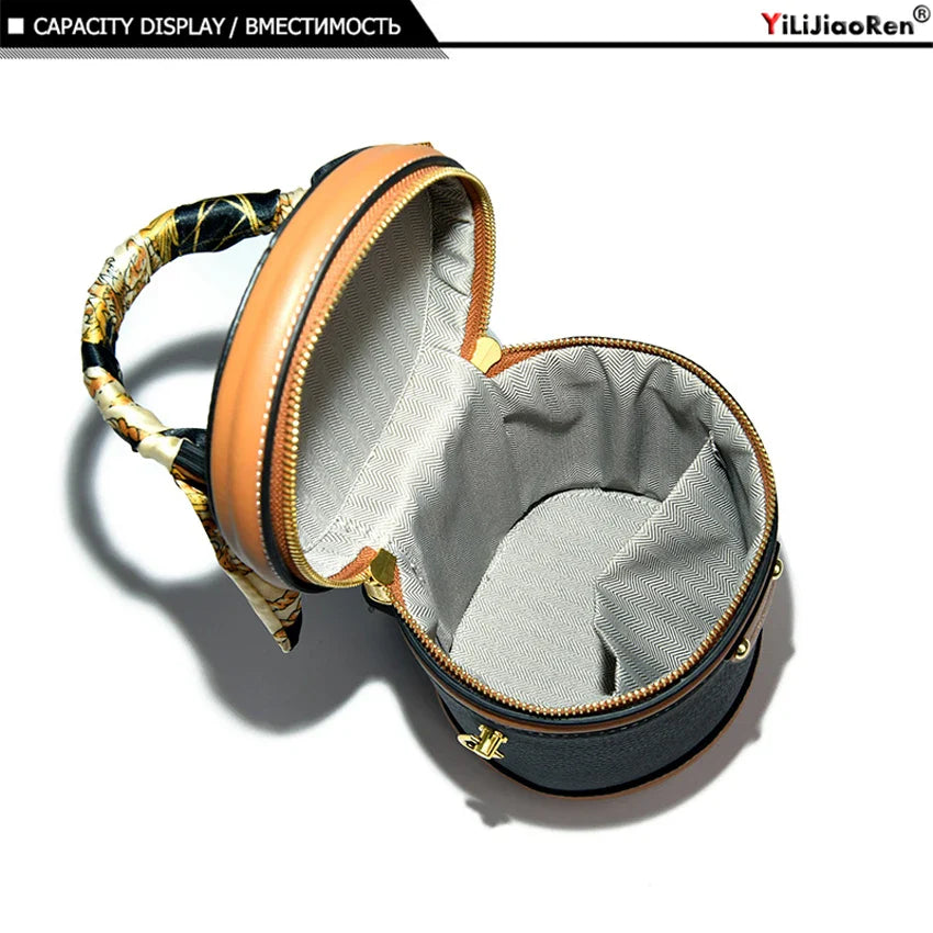 Bolsa de ombro cilíndrica feminina moda balde saco senhoras pequena bolsa designer couro genuíno crossbody sacos para mulheres sac
