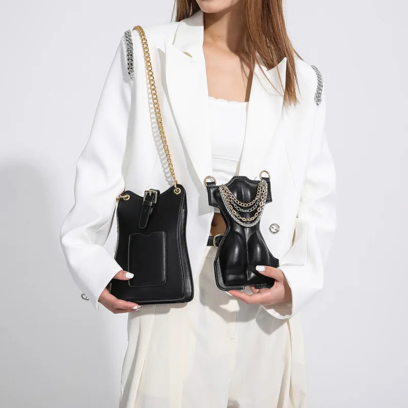 Mini bolsa crossbody com corrente para mulheres, bolsa de ombro casual, bolsa feminina, design novo, PU, mini bolsa, nova e elegante