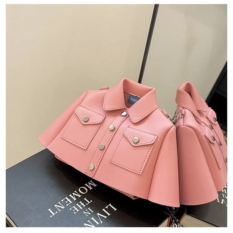 Bolsa crossbody de corrente pequena para mulheres, forma de roupas criativas, bolsa de ombro, 2023