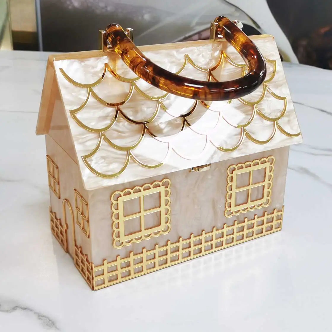Khnmeet mais novo luxo branco acrílico casa designer bolsas femininas caixa tote sacos moda linda menina personalidade saco