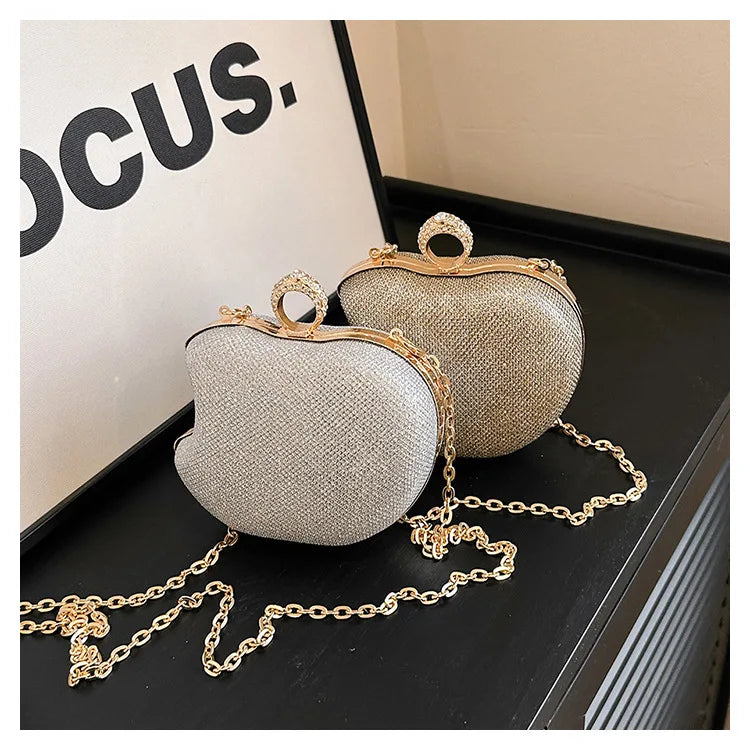 Mini bolsa de mão em forma de maçã para festa, bolsa de noite 2024, nova venda quente, bolsa crossbody para mulheres, bolsa de corrente fofa para mulheres