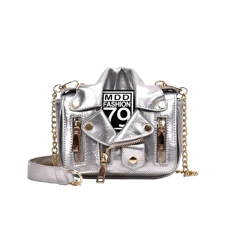 PU Leather Motorcycle Shoulder Bag, Messenger Handbag, Luxury Sac, Designer Bags, Jacket Shape, Marca Famosa, Moda Europeia