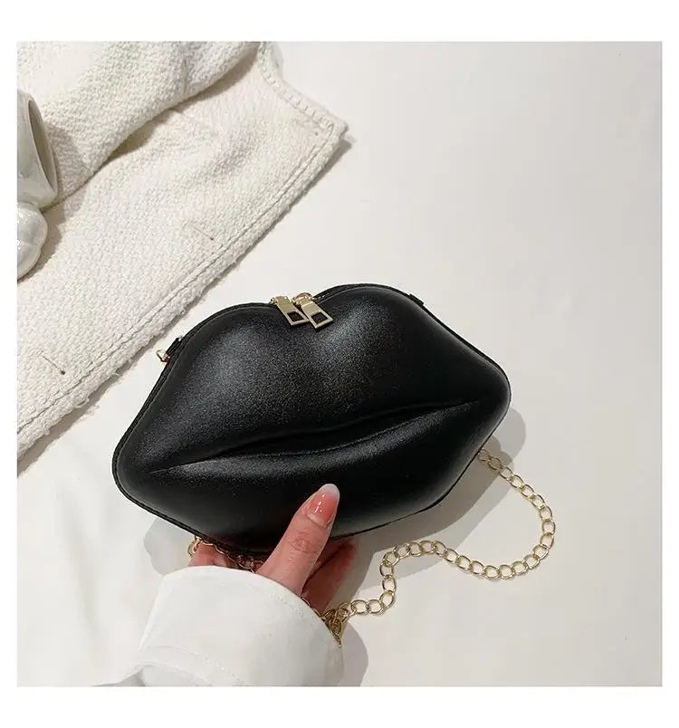 Bolsa de corrente em forma de boca legal para mulheres, design a laser, bolsa de ombro, bolsa crossbody, nova, moda, 2023