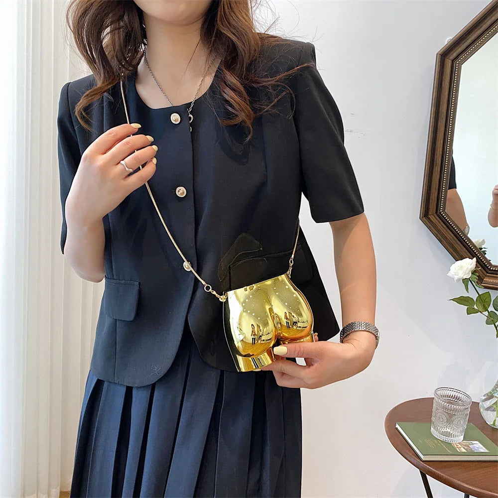 bolsa dourada bolsa feminina clutch festa feminina luxo bolsa de festa MOODS Niche Design Evening Clutch Purse Luxo Para As Mulheres Golden Acrylic Dinner Party Funny Bag Designer Cadeia Cross Body Pouch